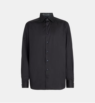 Chemise ajustée à col italien - Eton - Navy