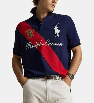 Polo droit en coton imprimé signature Polo Ralph Lauren