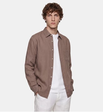 Chemise Rirflan droite en coton bio - Galeries Lafayette - Marron cafe