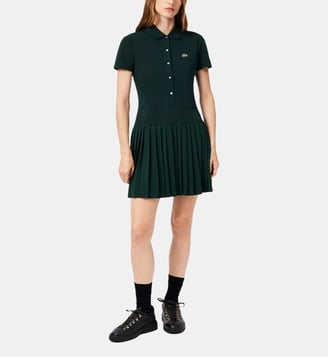 Robe polo plissé en coton mélangé signature Lacoste
