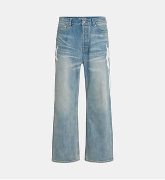 Jean large Stars coton denim - A BATHING APE ® - Bleu jean clair