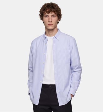 Chemise droite Tirstri 1 coton - Galeries Lafayette - Bleu et blanc