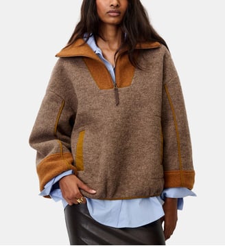 Veste droite en laine col montant Sessùn