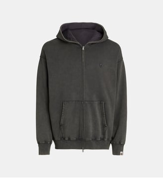 Sweat zippé à capuche coton délavé - A BATHING APE ® - Charbon