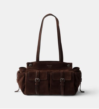 Cabas en veau velours - Prada - Marron
