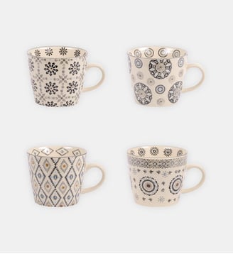 Coffret 4 Grandes Tasses - Table Passion - Écru