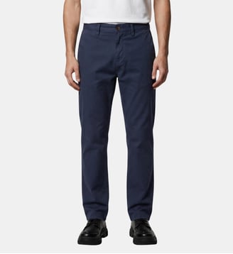 Pantalon Chino droit en coton stretch - Galeries Lafayette - Bleu marine