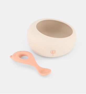 Bol d'apprentissage avec cuillère Sparia silicone - Liewood - Beige et marron