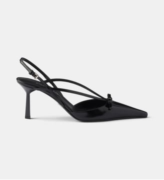 Escarpins slingback à bout pointu en cuir brossé Prada