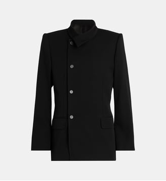Manteau tailleur col asymétrique liens au dos - ALAINPAUL - Black