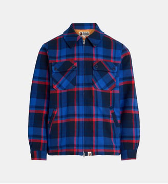 Surchemise zippée à carreaux coton doublure matelassée - A BATHING APE ® - Blue
