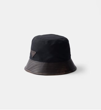 Bob en coton technique et cuir - Prada - Noir