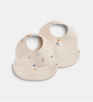Lot de 2 bavoirs Ember en silicone avec poche - Liewood - Taupe