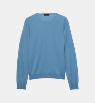 Pull à col rond en laine extra fine - Prada - Bleu