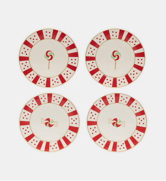 Ensemble 4 Assiettes - Table Passion - Blanc et rouge