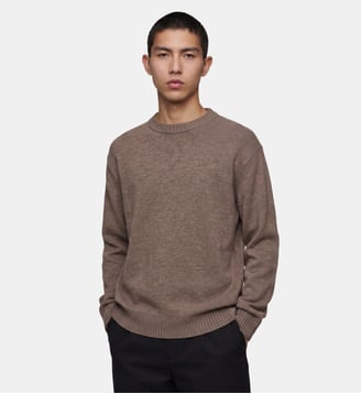 Pull Leavy col rond laine mélangée - Galeries Lafayette - Kaki matcha