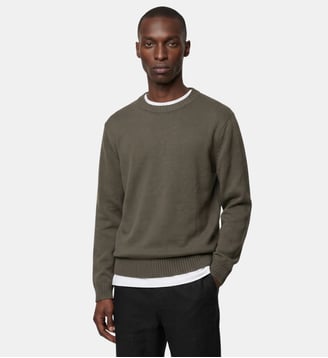 Pull Leavy col rond laine mélangée - Galeries Lafayette - Kaki olive