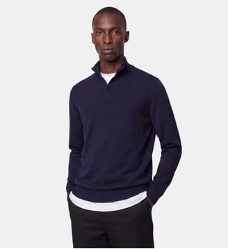 Pull Tutonzip coton pima - Galeries Lafayette - Bleu marine