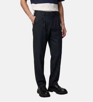 Pantalon à pinces Tanflan flanelle - Galeries Lafayette - Bleu marine
