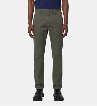 Pantalon Chino droit en coton stretch - Galeries Lafayette - Vert sapin