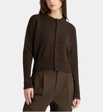 Cardigan N°257 Blouson cachemire femme raccourci - Extreme Cashmere - Marron foncé