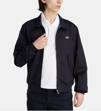 Blouson droit léger siglé en coton mélangé - Lacoste - Bleu marine