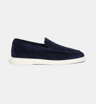 Mocassins sport Isaiah en croûte de cuir - Comptoir GL - Bleu marine