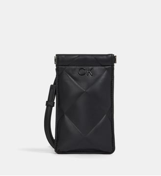 Sacoche porte téléphone matelassé recyclé tour de cou - Calvin Klein - Noir