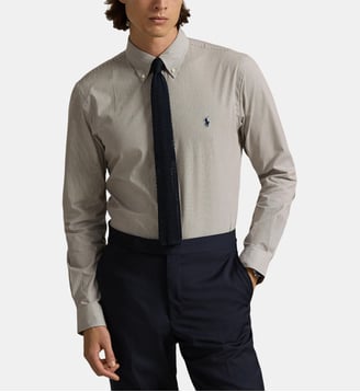 Chemise custom fit à rayures en coton - Polo Ralph Lauren - Chocolat