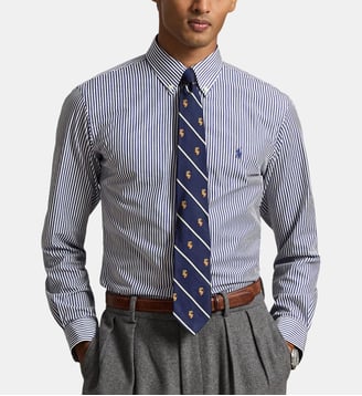 Chemise custom fit à rayures en coton - Polo Ralph Lauren - Bleu marine et blanc