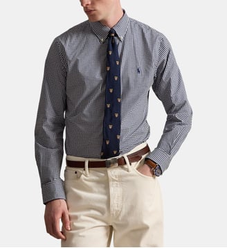Chemise slim imprimé vichy en coton - Polo Ralph Lauren - Bleu foncé et blanc
