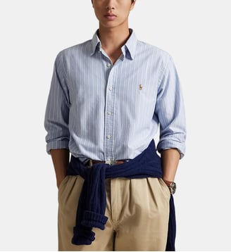 Chemise droite à rayures en coton - Polo Ralph Lauren - Bleu et beige