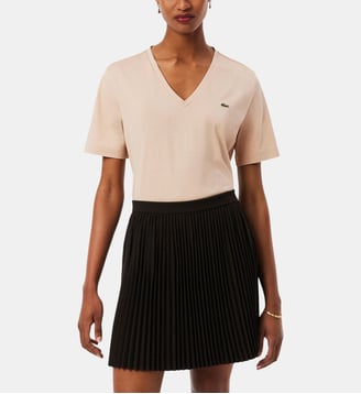 T-shirt droit logo en coton - Lacoste - Beige