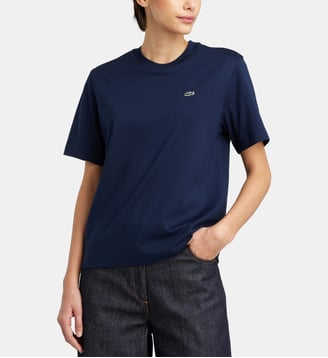 T-shirt droit basique logo coton - Lacoste - Bleu marine