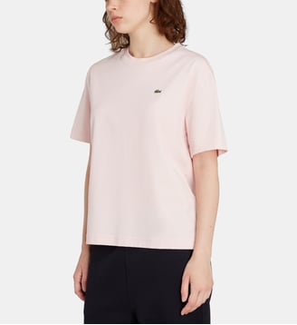 T-shirt droit basique logo coton - Lacoste - Rose clair