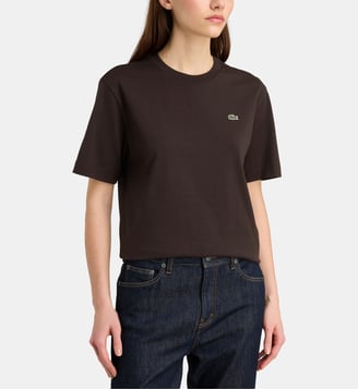 T-shirt droit basique logo coton - Lacoste - Chocolat