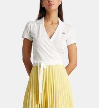 Polo crop cache-cœur en coton - Lacoste - Blanc