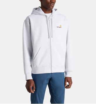 Hoodie droit zippé American Script molletonné - Carhartt WIP - Gris clair