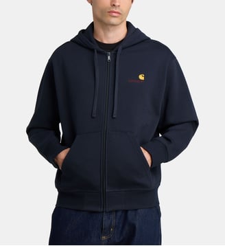 Hoodie droit zippé American Script molletonné - Carhartt WIP - Bleu foncé