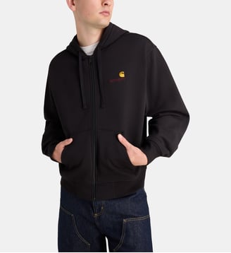 Hoodie droit zippé American Script molletonné - Carhartt WIP - Noir