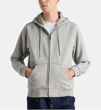 Hoodie Chase zippé uni en coton - Carhartt WIP - Gris