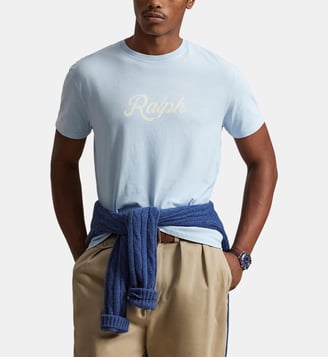T-shirt droit signature en coton - Polo Ralph Lauren - Bleu eau