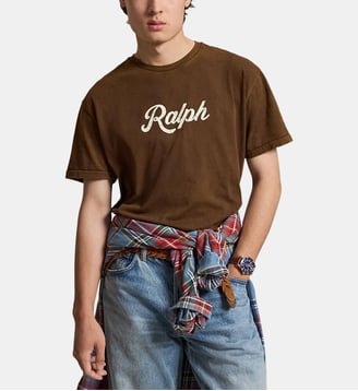 T-shirt droit signature en coton - Polo Ralph Lauren - Marron