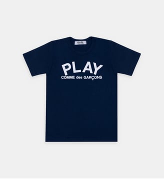 T-shirt droit coton signature unisexe - Comme des Garçons PLAY - Bleu marine et écru