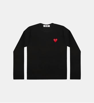 T-shirt droit coton manches longues logo cœur unisexe - Comme des Garçons PLAY - Noir