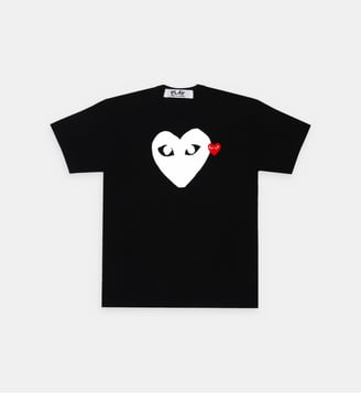 T-shirt droit coton cœurs contrastants unisexe - Comme des Garçons PLAY - Noir