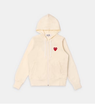 Sweat droit zippé molleton capuche - Comme des Garçons PLAY - Ivoire