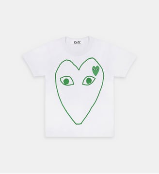 T-shirt droit coton cœurs contrastants unisexe - Comme des Garçons PLAY - Blanc et vert