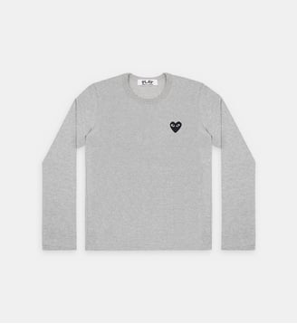 T-shirt coton manches longues logo cœur unisexe - Comme des Garçons PLAY - Gris clair