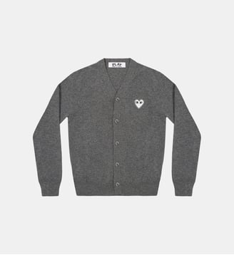 Cardigan court droit en laine unisexe - Comme des Garçons PLAY - Gris foncé